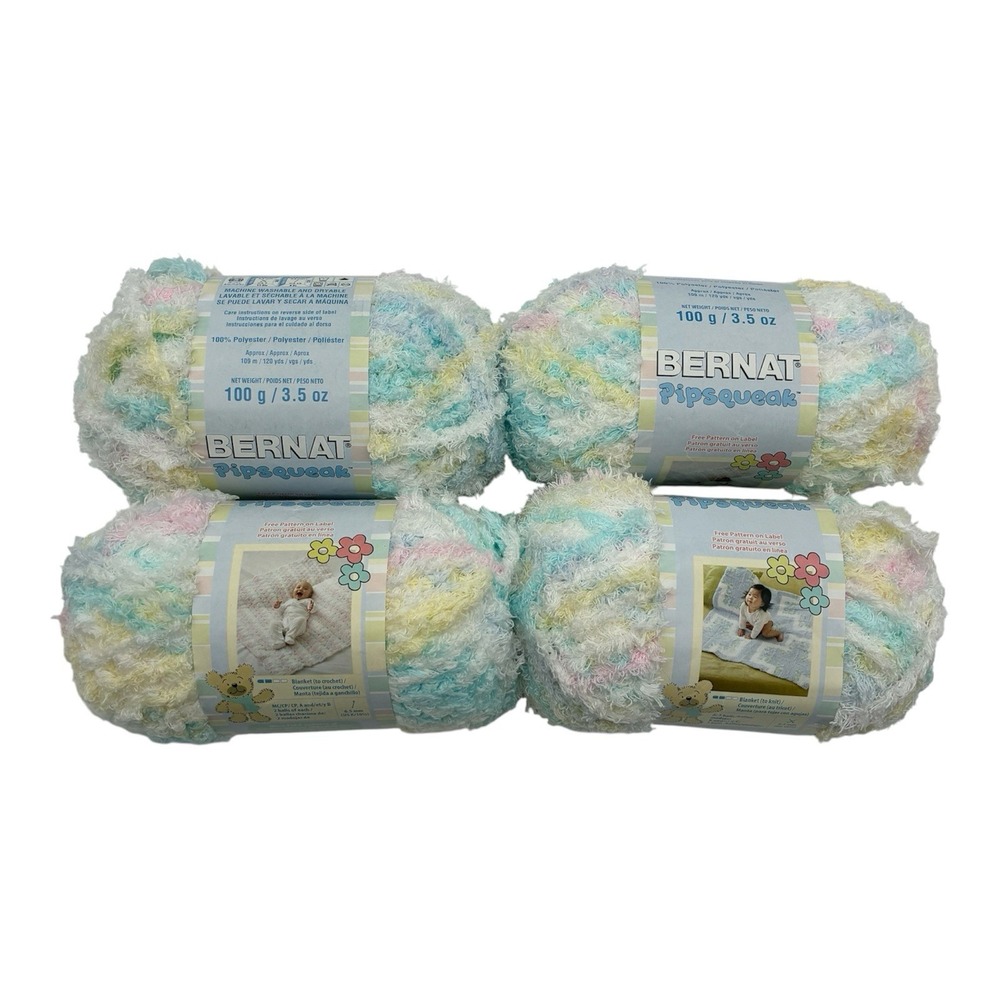 Lot of 4 Bernat Pipsqueak Yarn "Baby Baby Print" #59306 Polyester 3.5oz Skein